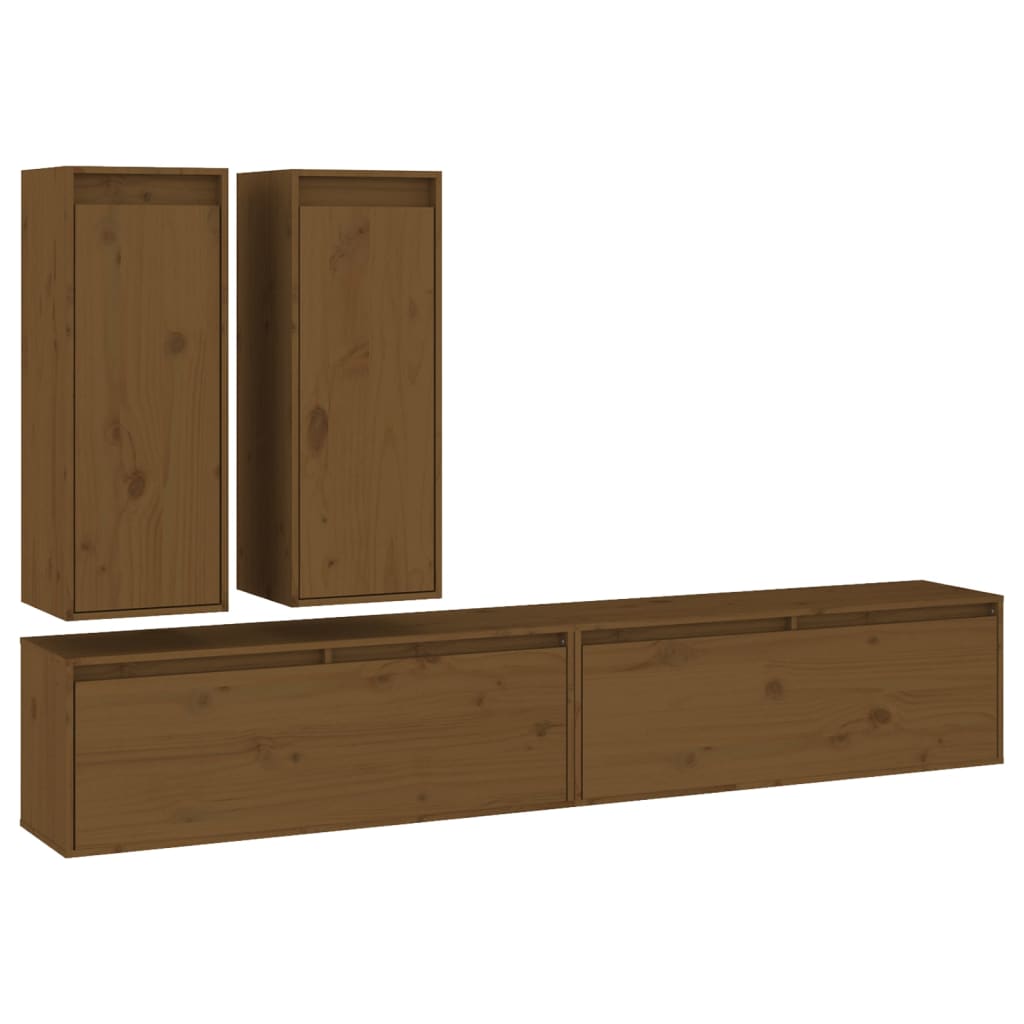 vidaXL TV Cabinets 4 pcs Honey Brown Solid Wood Pine