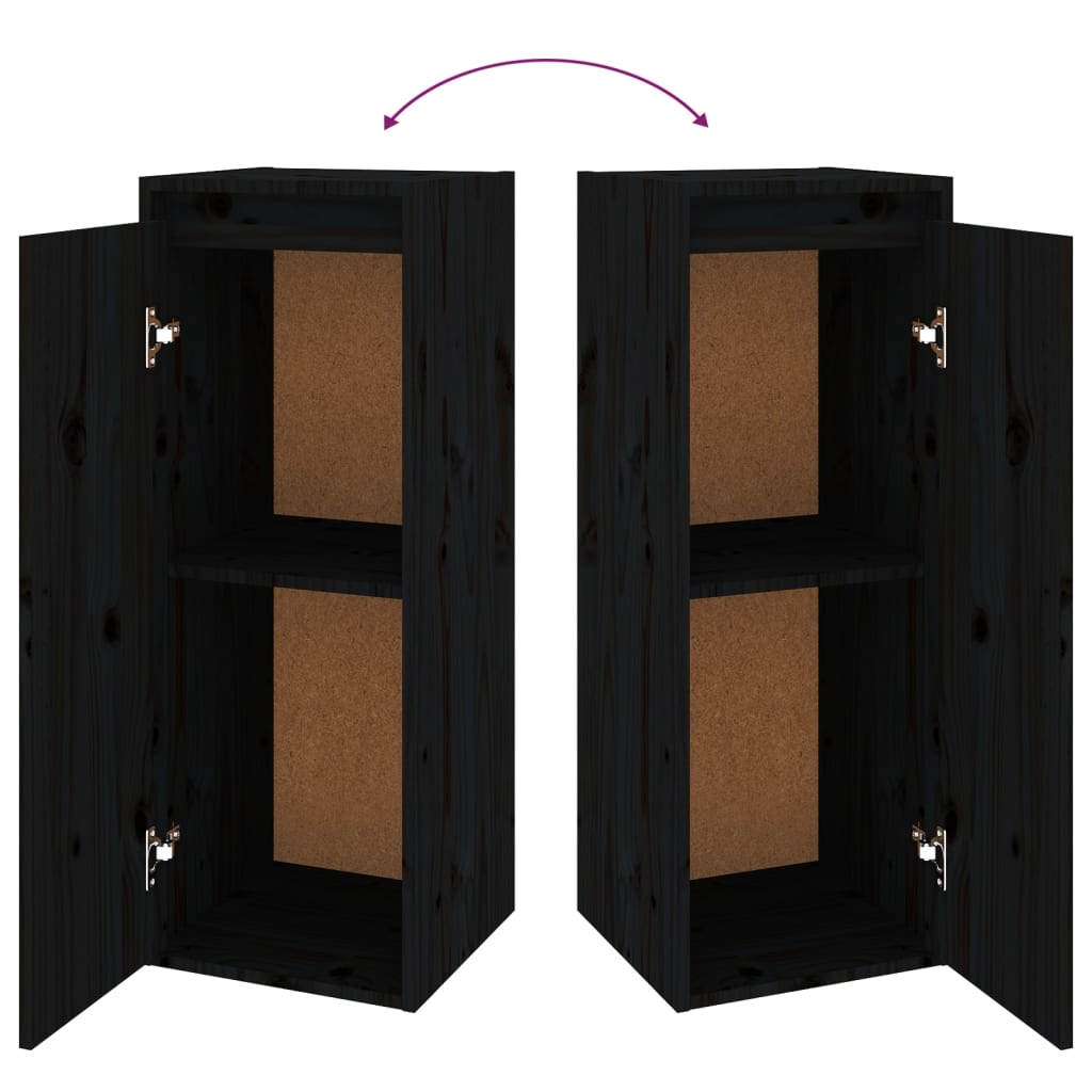 vidaXL TV Cabinets 4 pcs Black Solid Wood Pine