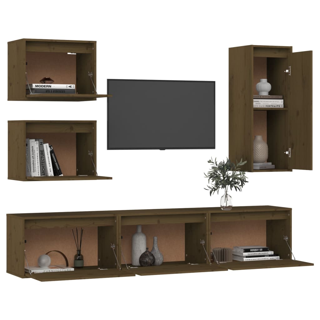 vidaXL TV Cabinets 6 pcs Honey Brown Solid Wood Pine