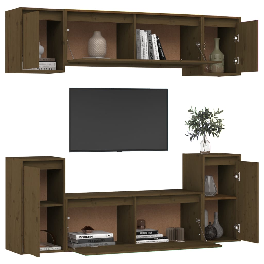 vidaXL TV Cabinets 6 pcs Honey Brown Solid Wood Pine