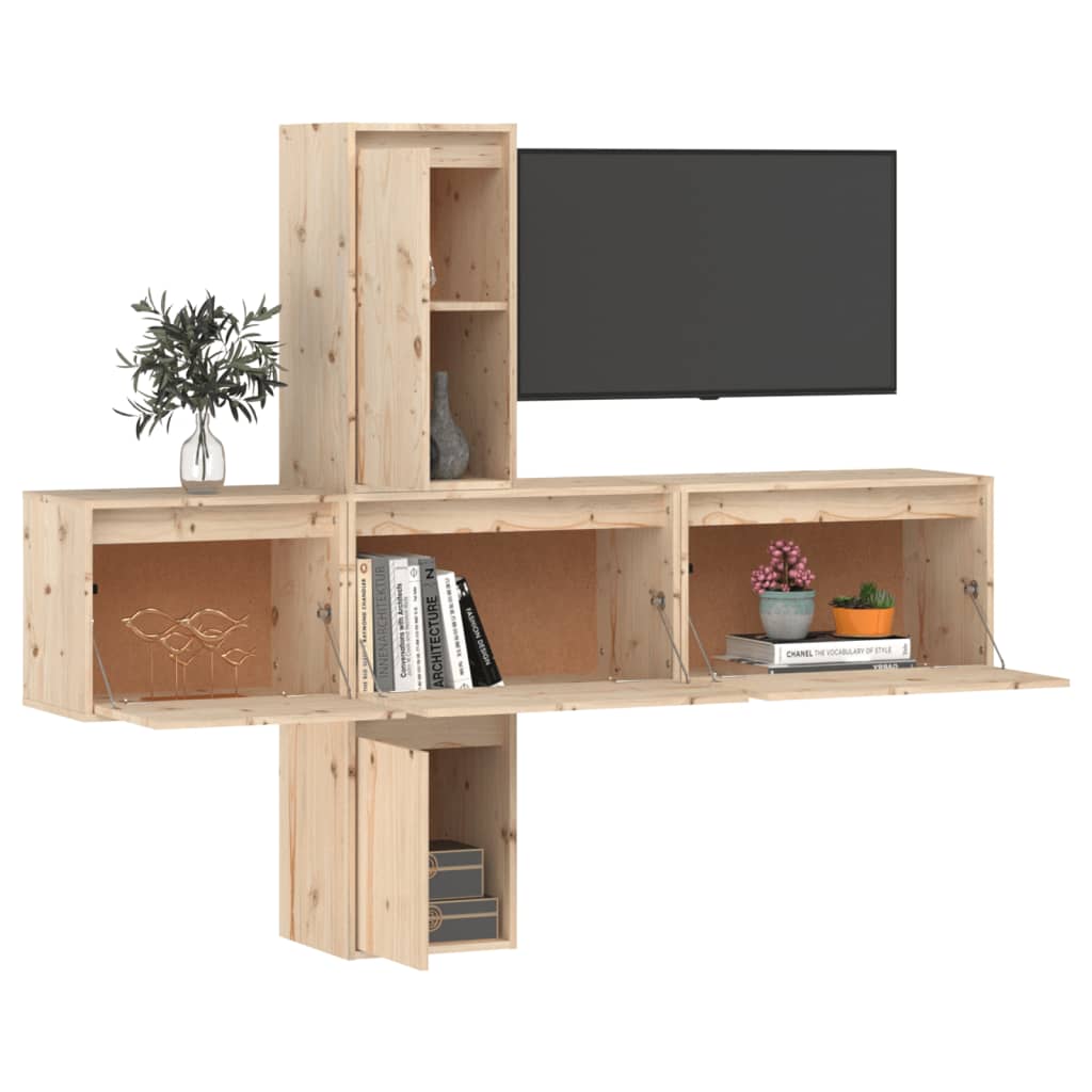 vidaXL TV Cabinets 5 pcs Solid Wood Pine