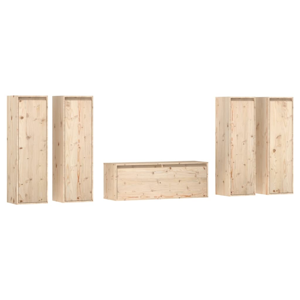 vidaXL TV Cabinets 5 pcs Solid Wood Pine