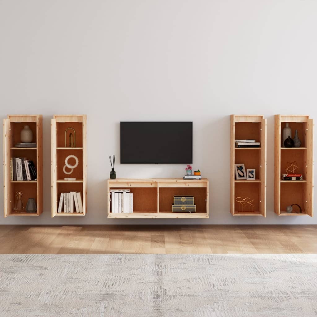 vidaXL TV Cabinets 5 pcs Solid Wood Pine