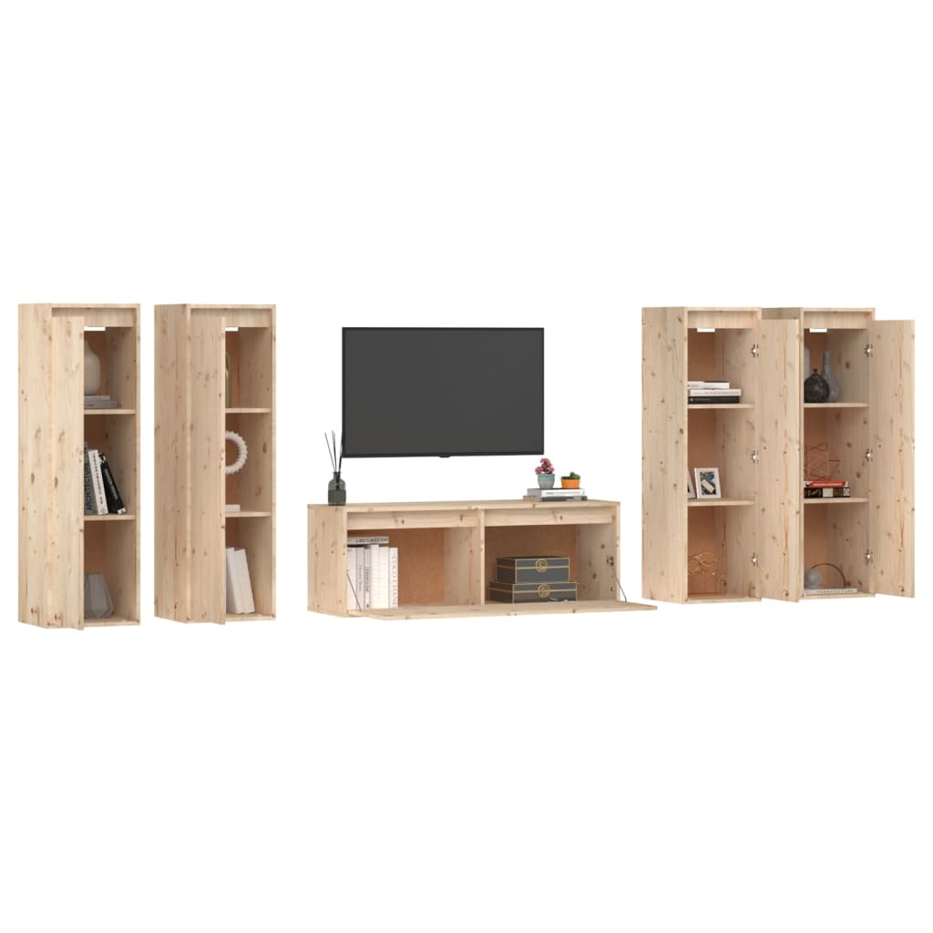 vidaXL TV Cabinets 5 pcs Solid Wood Pine