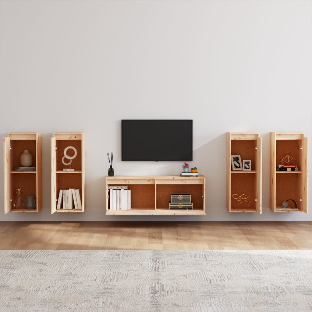 vidaXL TV Cabinets 5 pcs Solid Wood Pine