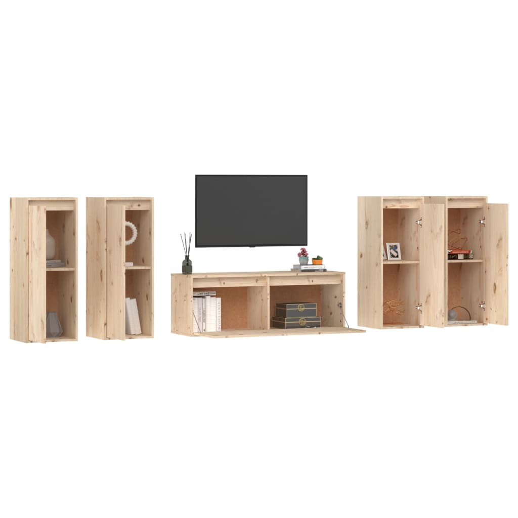 vidaXL TV Cabinets 5 pcs Solid Wood Pine