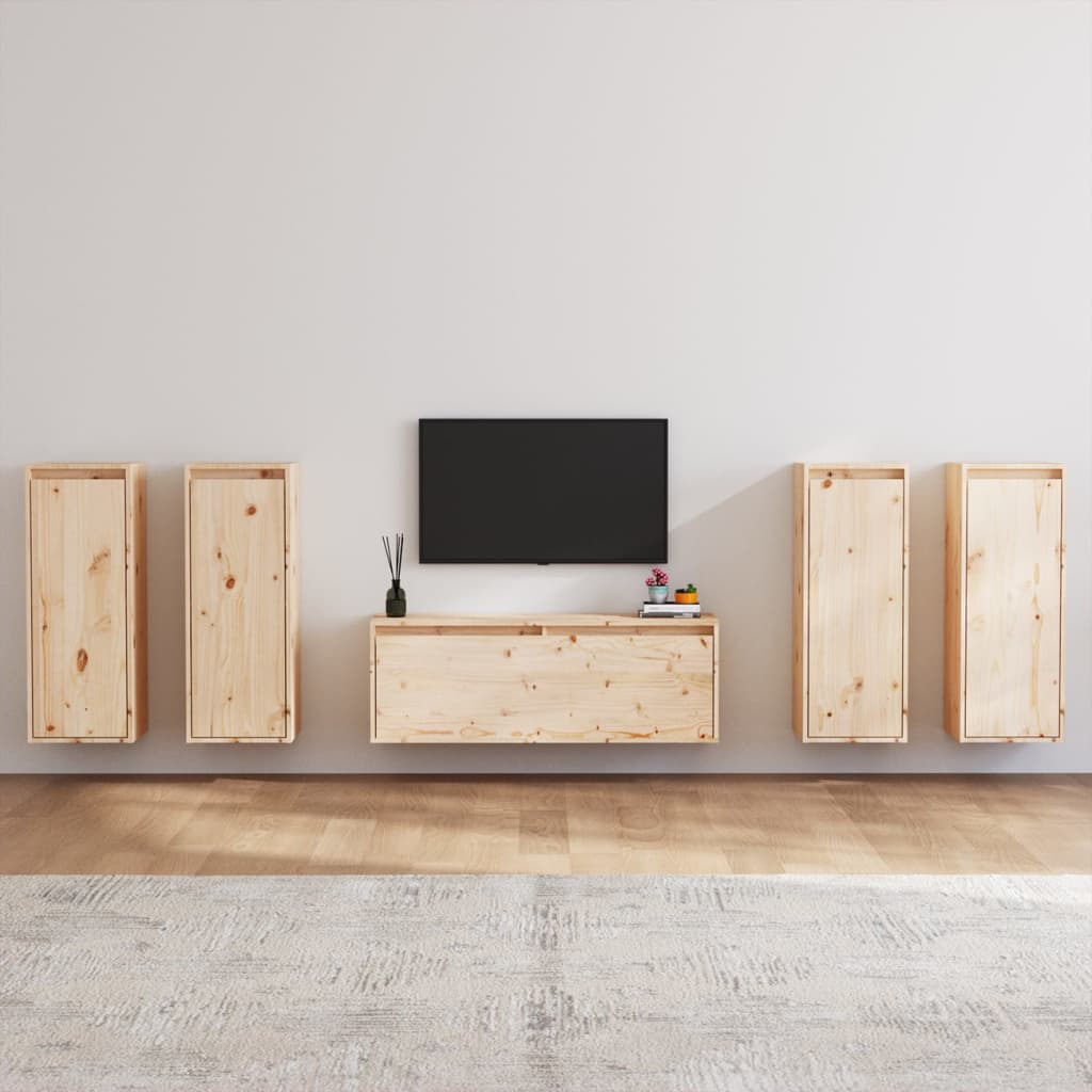 vidaXL TV Cabinets 5 pcs Solid Wood Pine