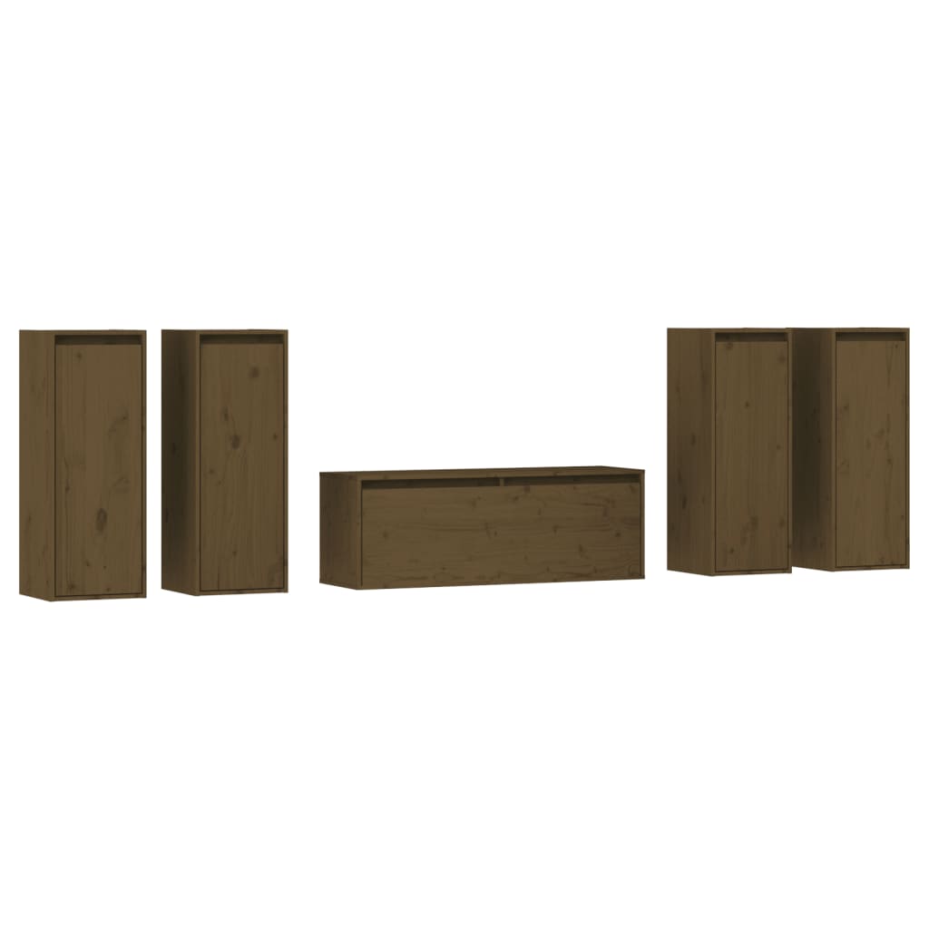 vidaXL TV Cabinets 5 pcs Honey Brown Solid Wood Pine