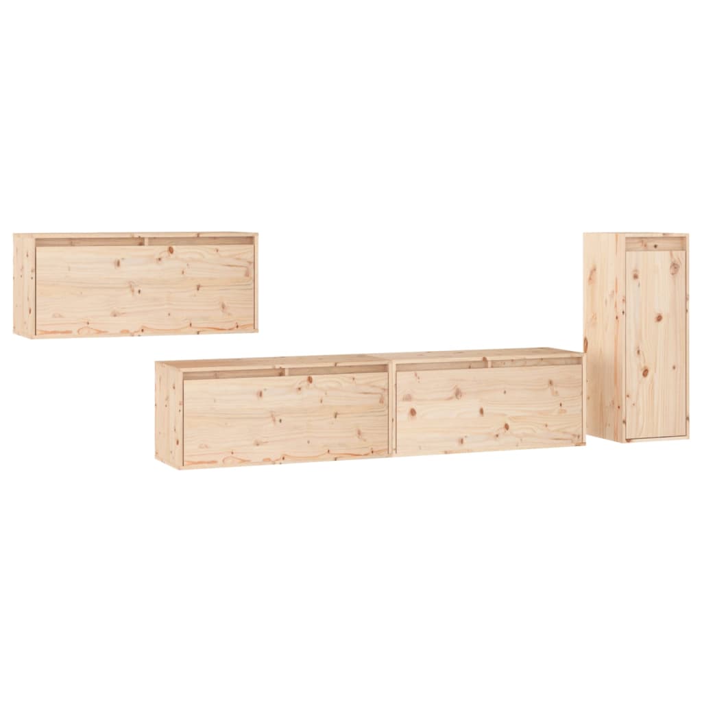 vidaXL TV Cabinets 4 pcs Solid Wood Pine