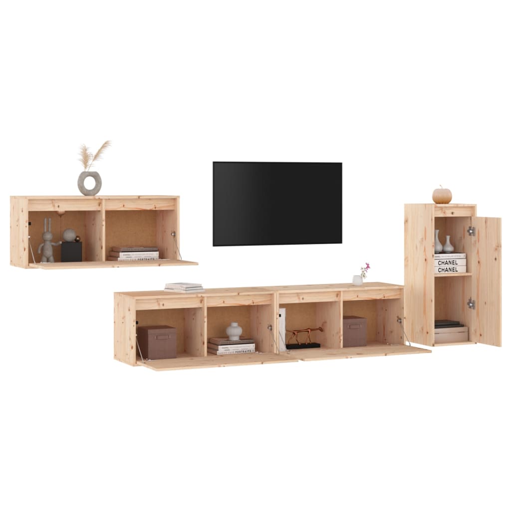 vidaXL TV Cabinets 4 pcs Solid Wood Pine