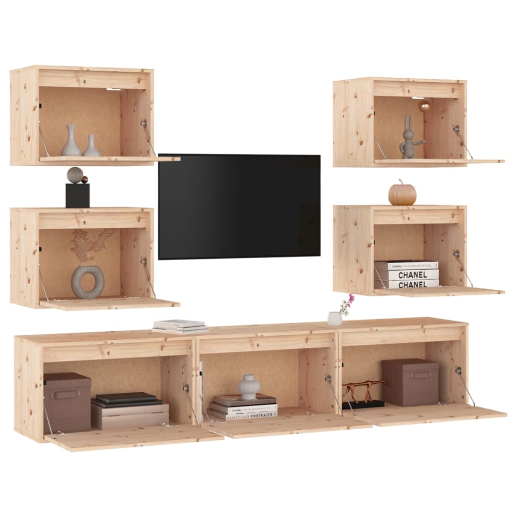 vidaXL TV Cabinets 7 pcs Solid Wood Pine