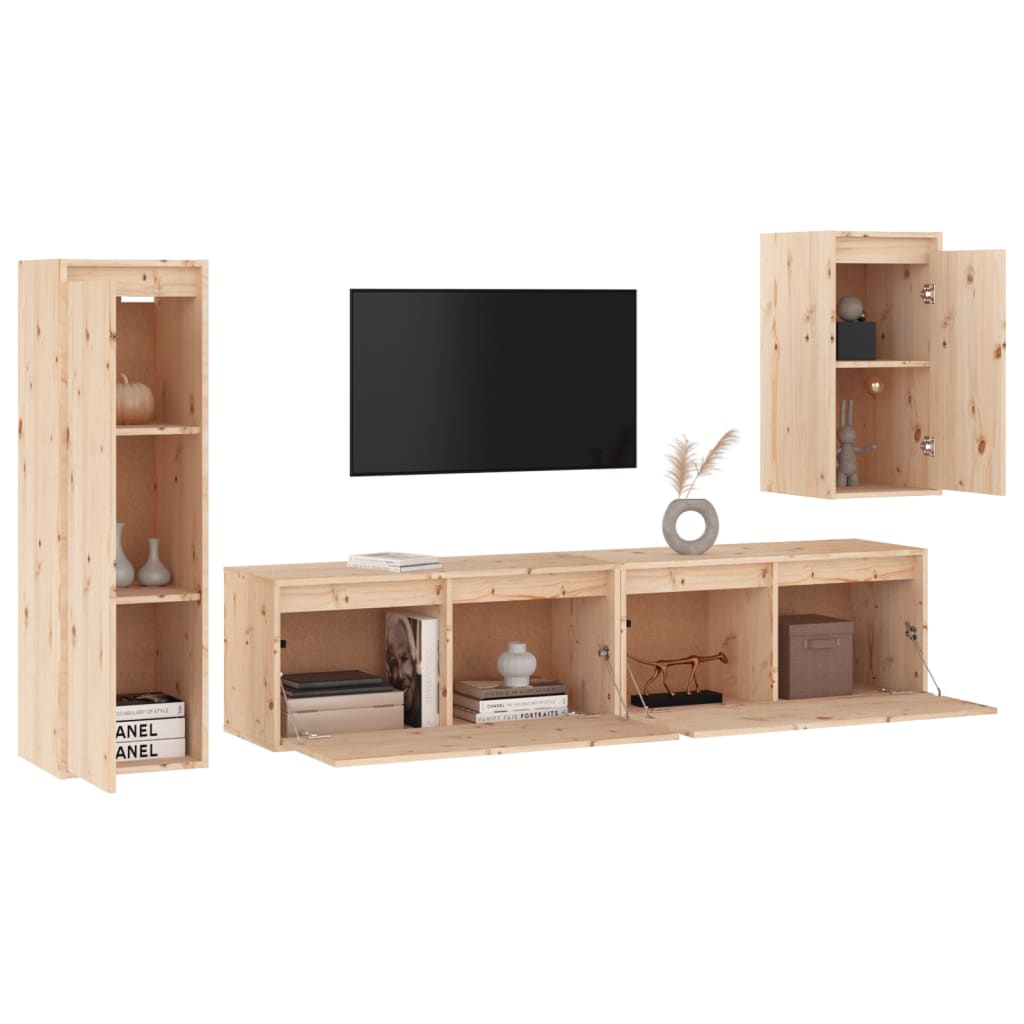 vidaXL TV Cabinets 4 pcs Solid Wood Pine