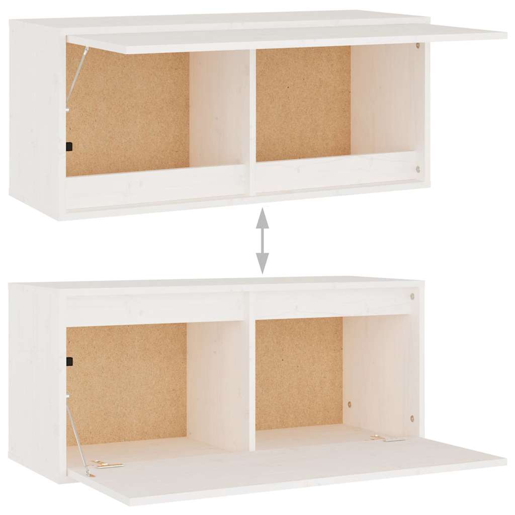 6 Piece TV Cabinet Set White Solid Wood Pine