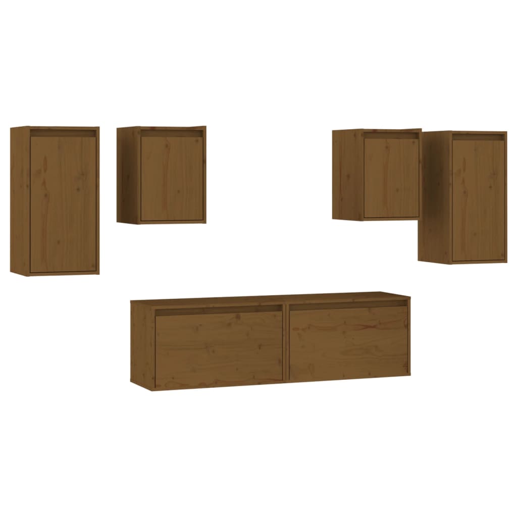 vidaXL TV Cabinets 6 pcs Honey Brown Solid Wood Pine