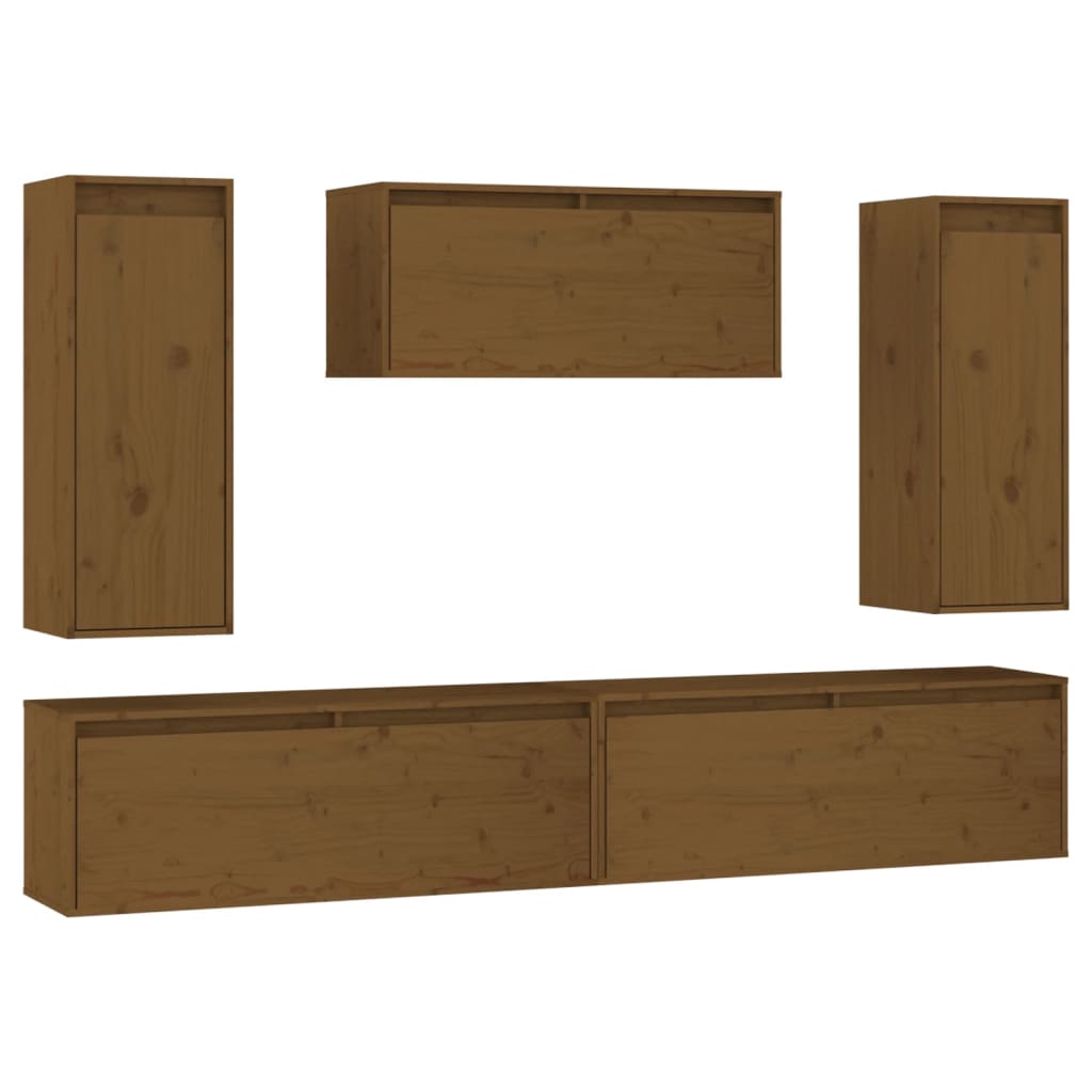 vidaXL TV Cabinets 5 pcs Honey Brown Solid Wood Pine