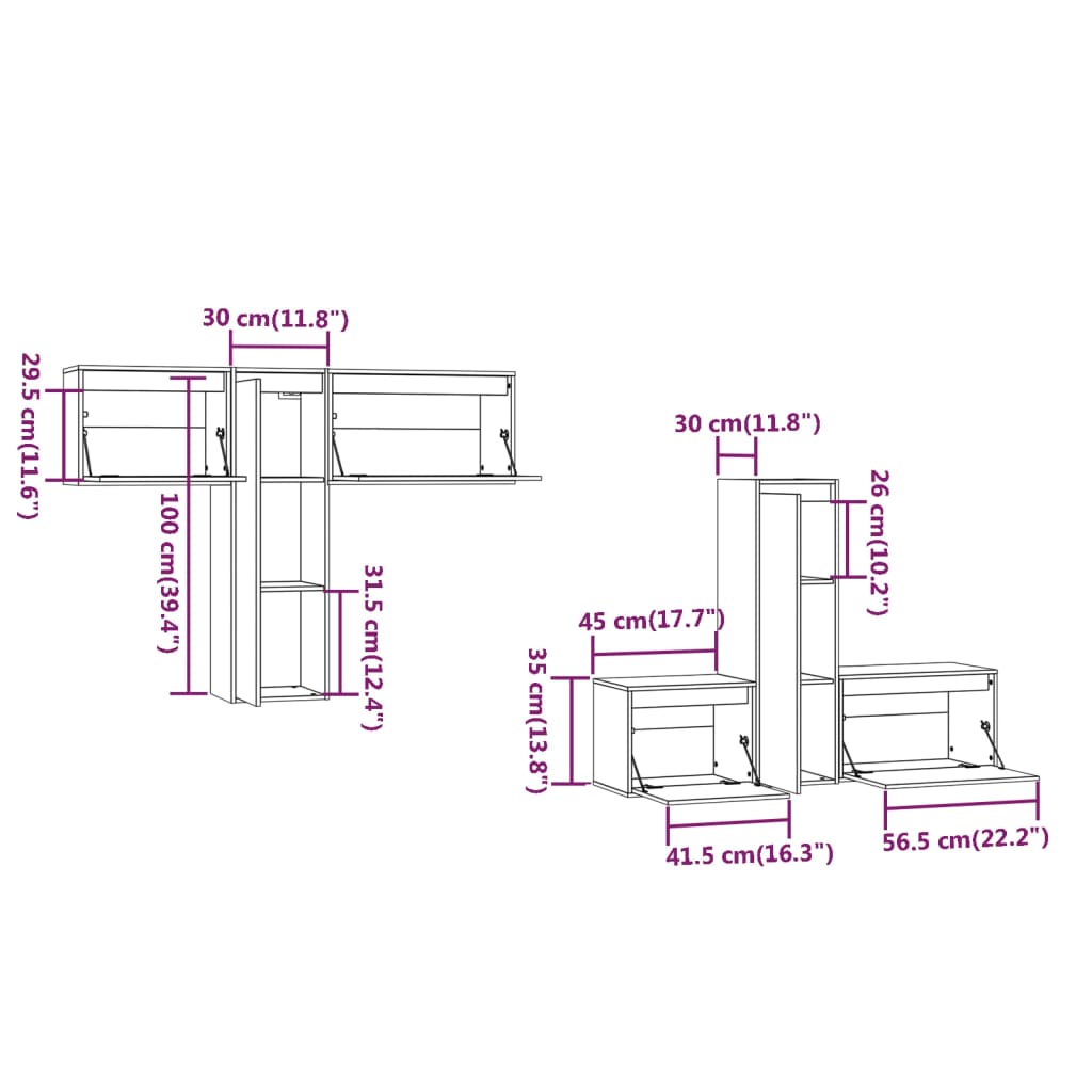 vidaXL TV Cabinets 6 pcs Solid Wood Pine