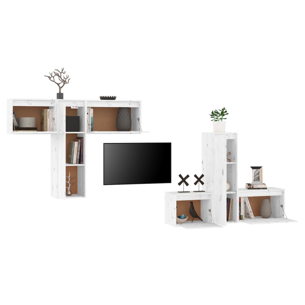 vidaXL TV Cabinets 6 pcs White Solid Wood Pine