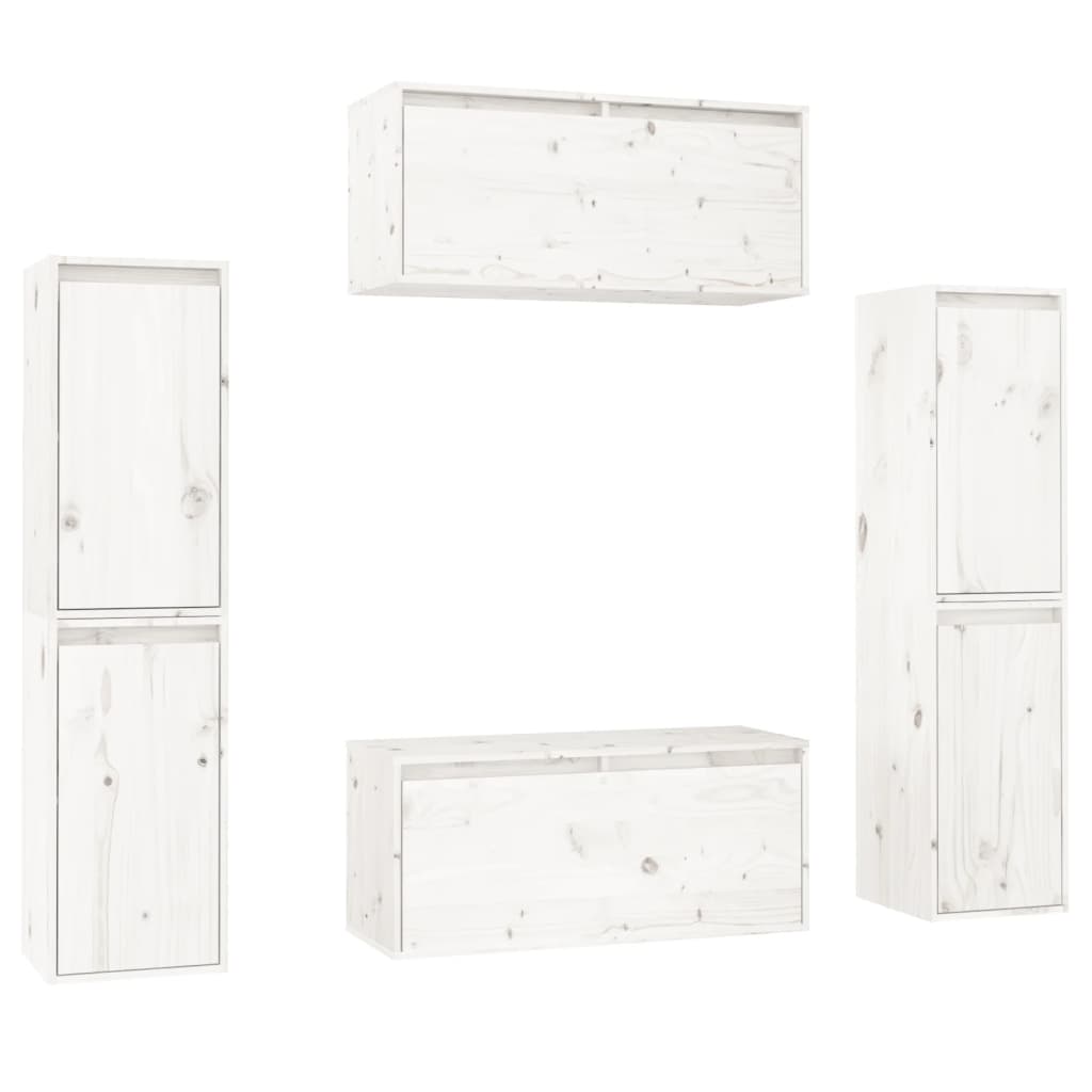 vidaXL TV Cabinets 6 pcs White Solid Wood Pine