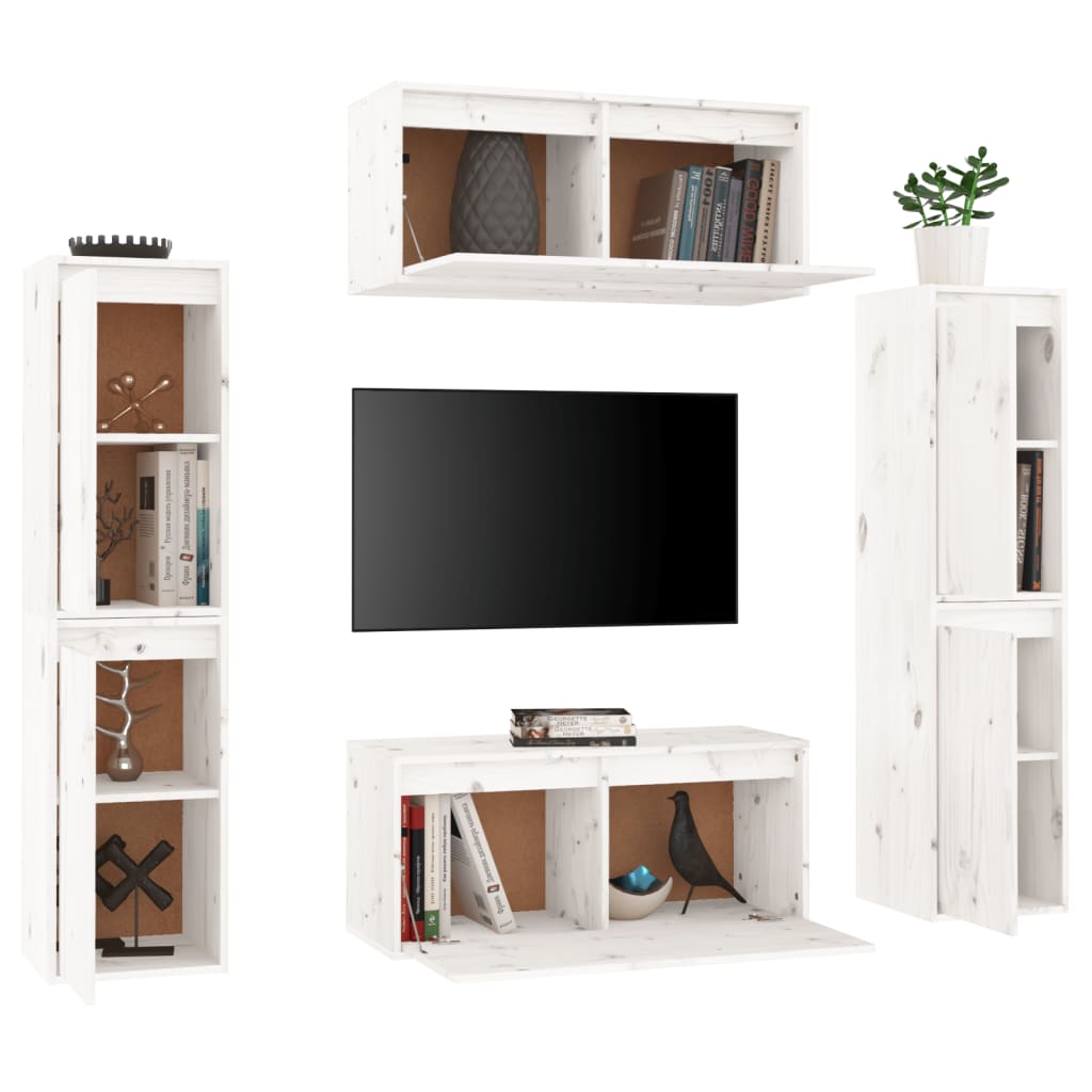 vidaXL TV Cabinets 6 pcs White Solid Wood Pine