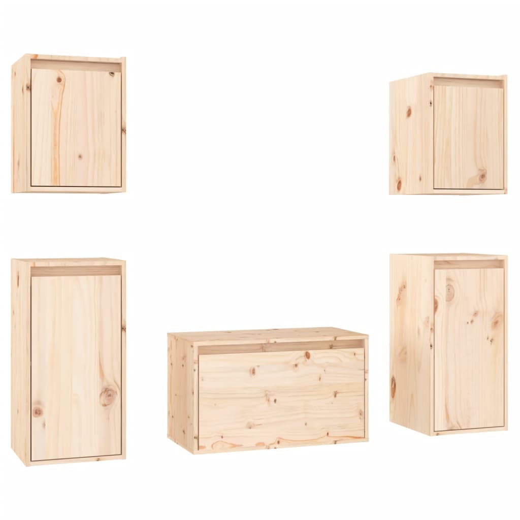 vidaXL TV Cabinets 5 pcs Solid Wood Pine