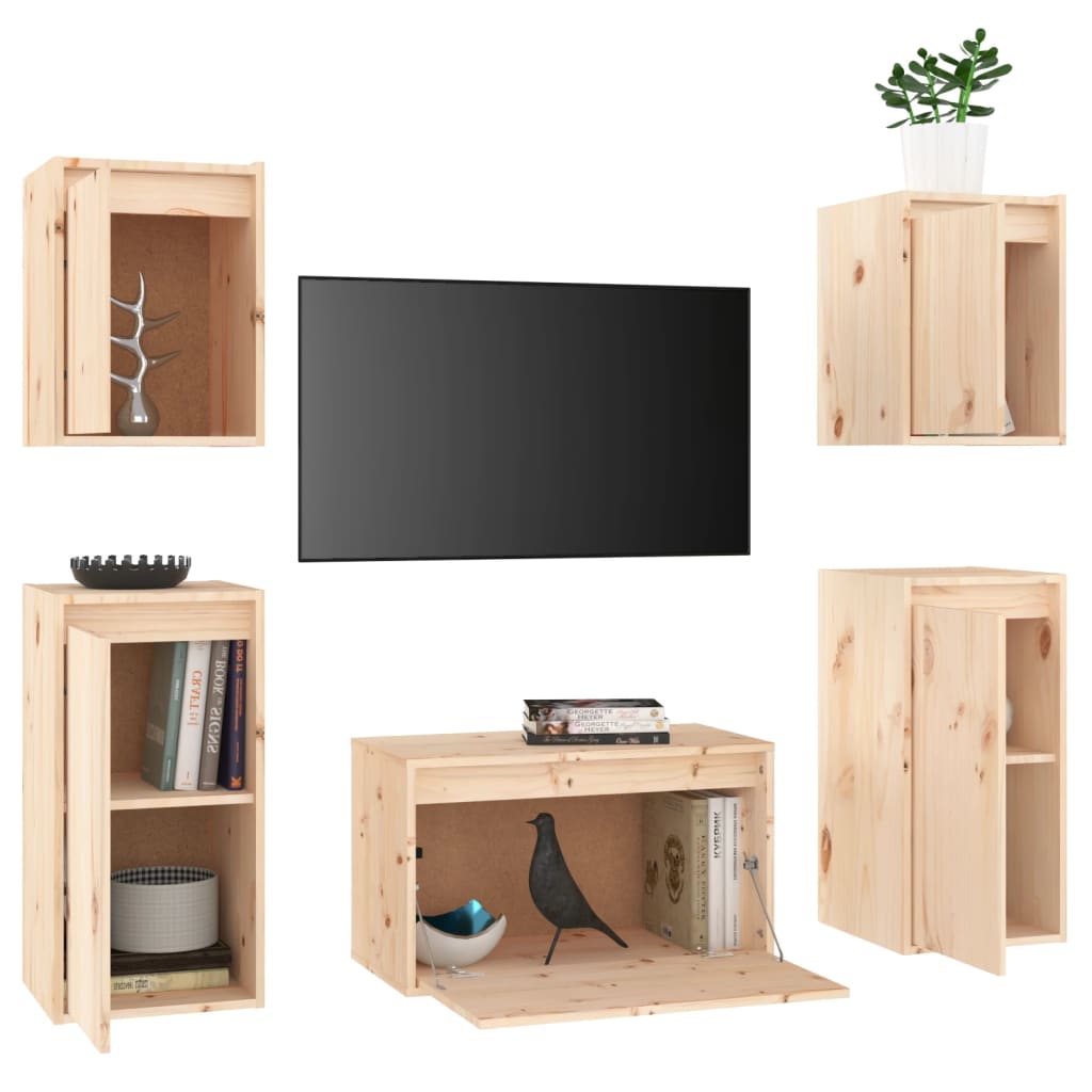 vidaXL TV Cabinets 5 pcs Solid Wood Pine