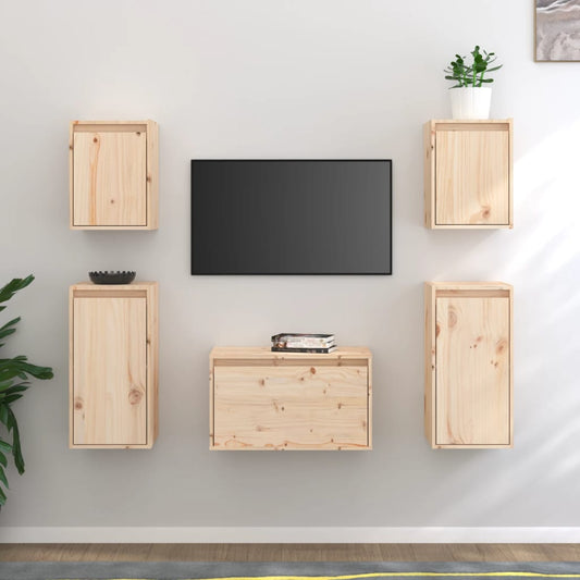 vidaXL TV Cabinets 5 pcs Solid Wood Pine