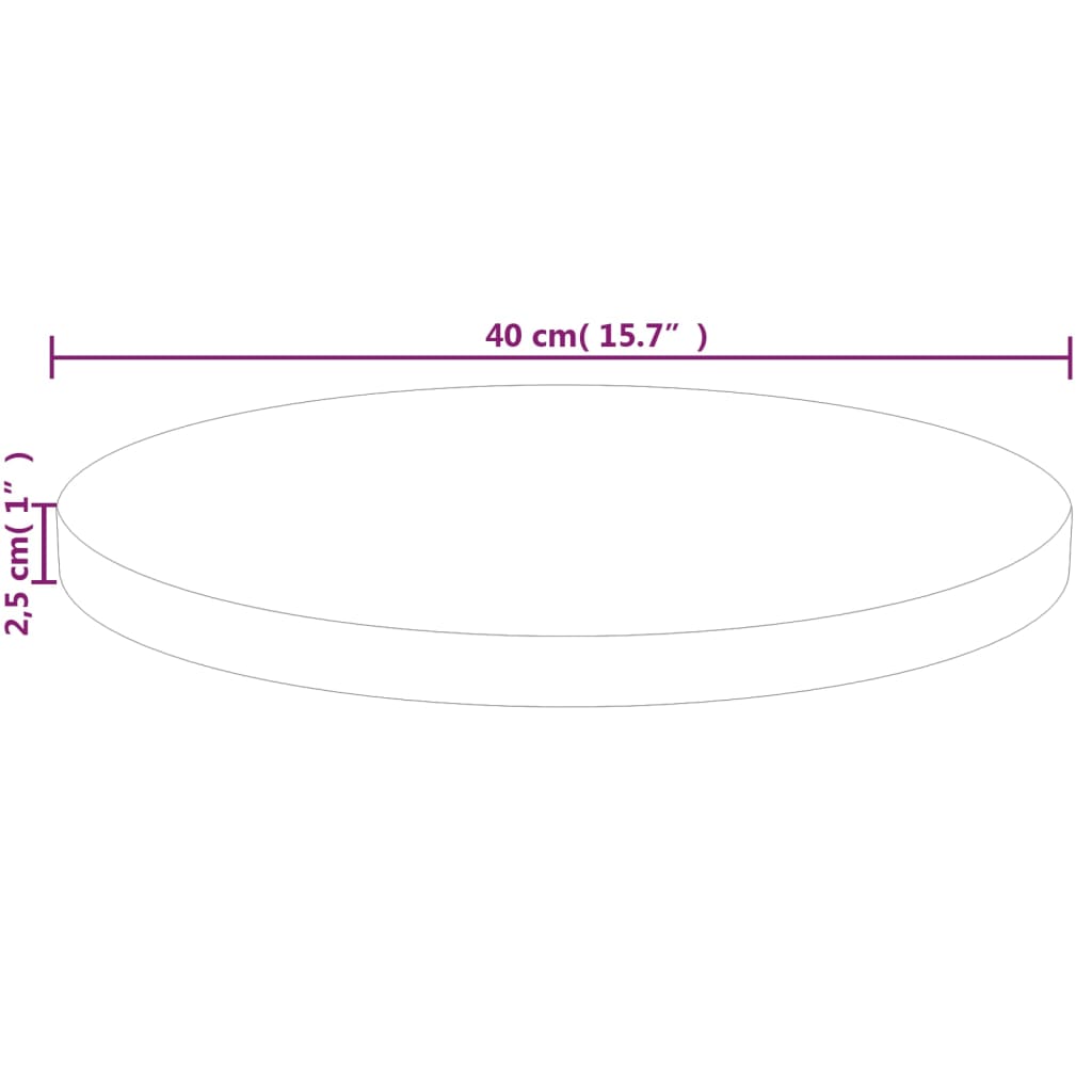 vidaXL Round Table Top Ø40x2,5 cm Untreated Solid Wood Oak