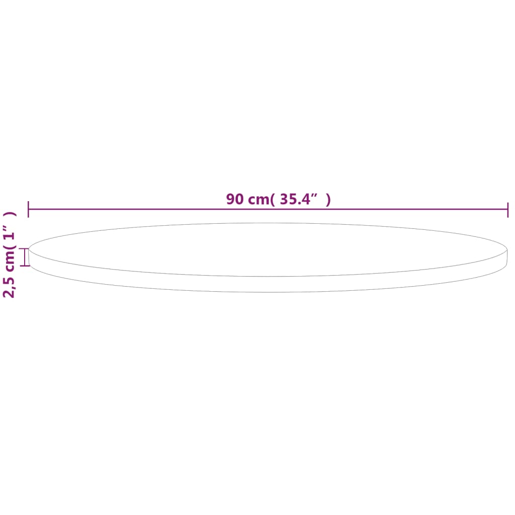 vidaXL Round Table Top Ø90x2,5 cm Untreated Solid Wood Oak