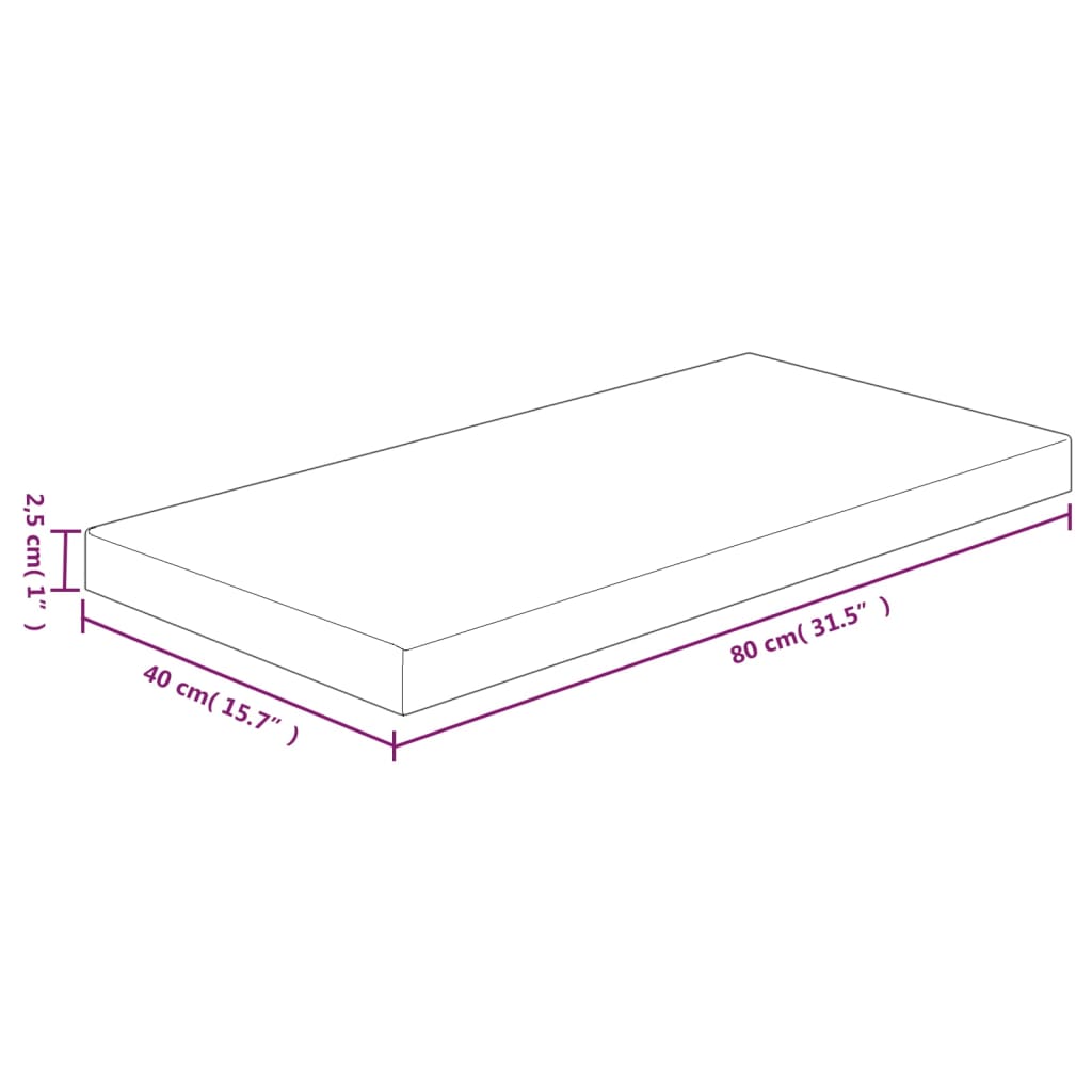 vidaXL Bathroom Countertop 80x40x2.5 cm Untreated Solid Wood