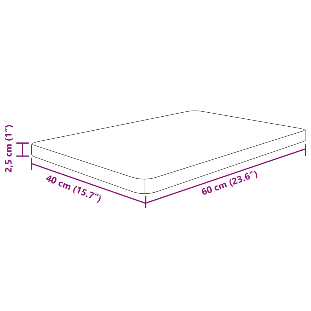 vidaXL Bathroom Countertop 60x40x2.5 cm Untreated Solid Wood