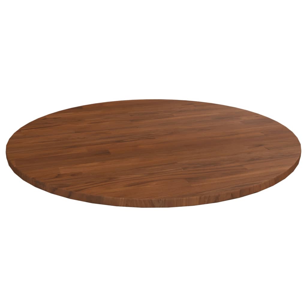 vidaXL Round Table Top Dark Brown Ø80x1.5 cm Treated Solid Wood Oak