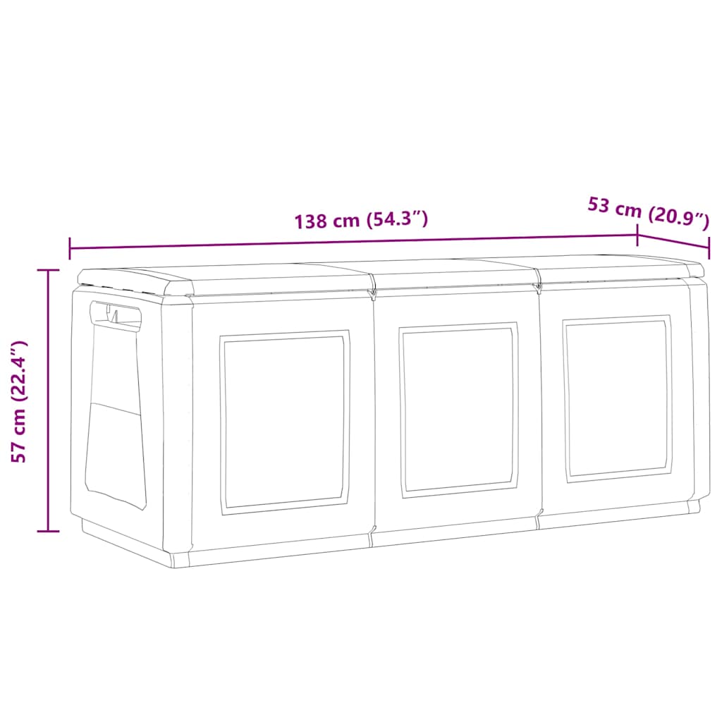 Garden Storage Box 138x53x57 cm 330 L Dark Grey and Black