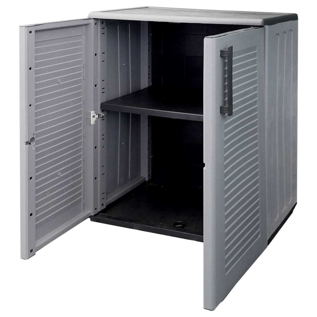 Garden Storage Cabinet Grey and Black 68x37x84 cm PP