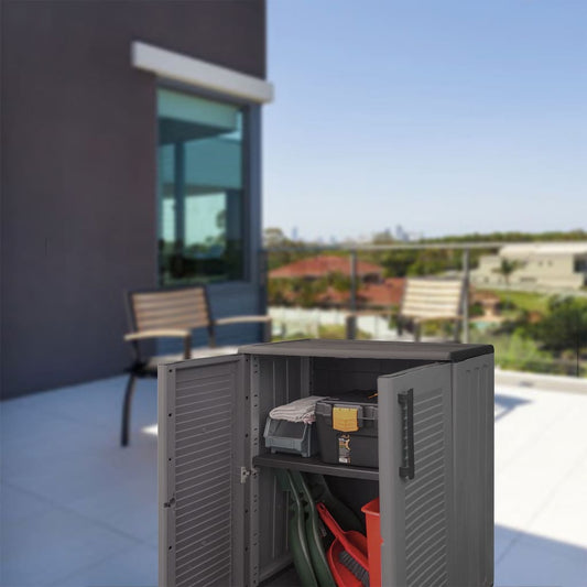 Garden Storage Cabinet Grey and Black 68x37x84 cm PP