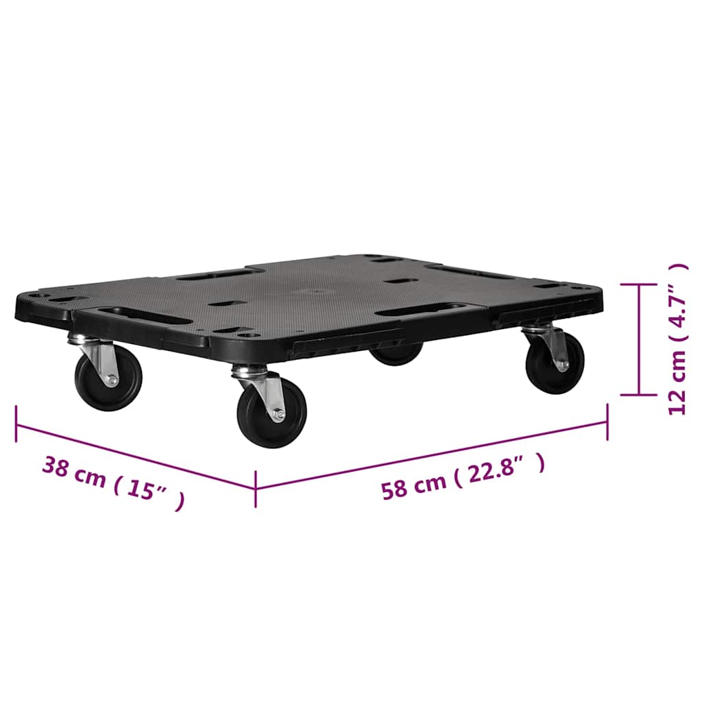 151831 vidaXL Transport Trolley Black 58x38x12 cm PP