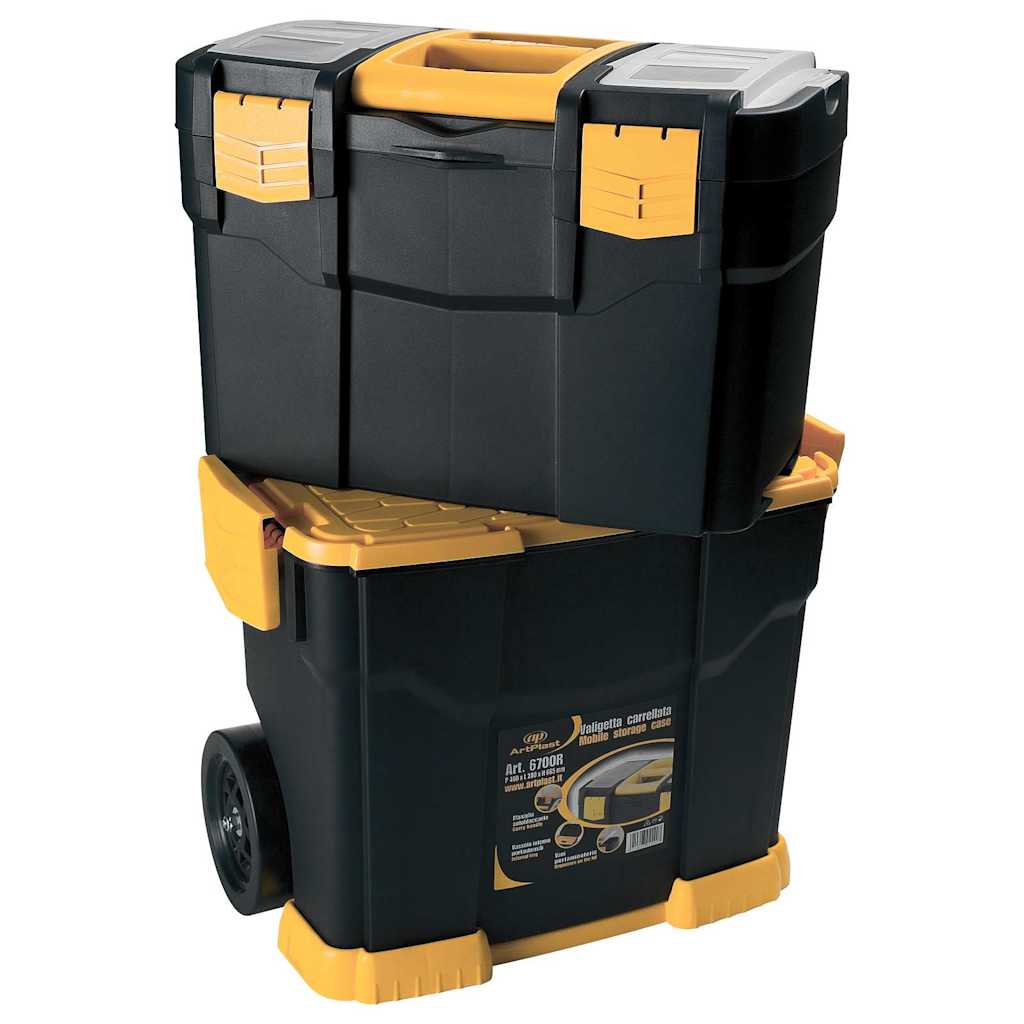 151840 vidaXL Rolling Tool Box 460x280x677 mm PP