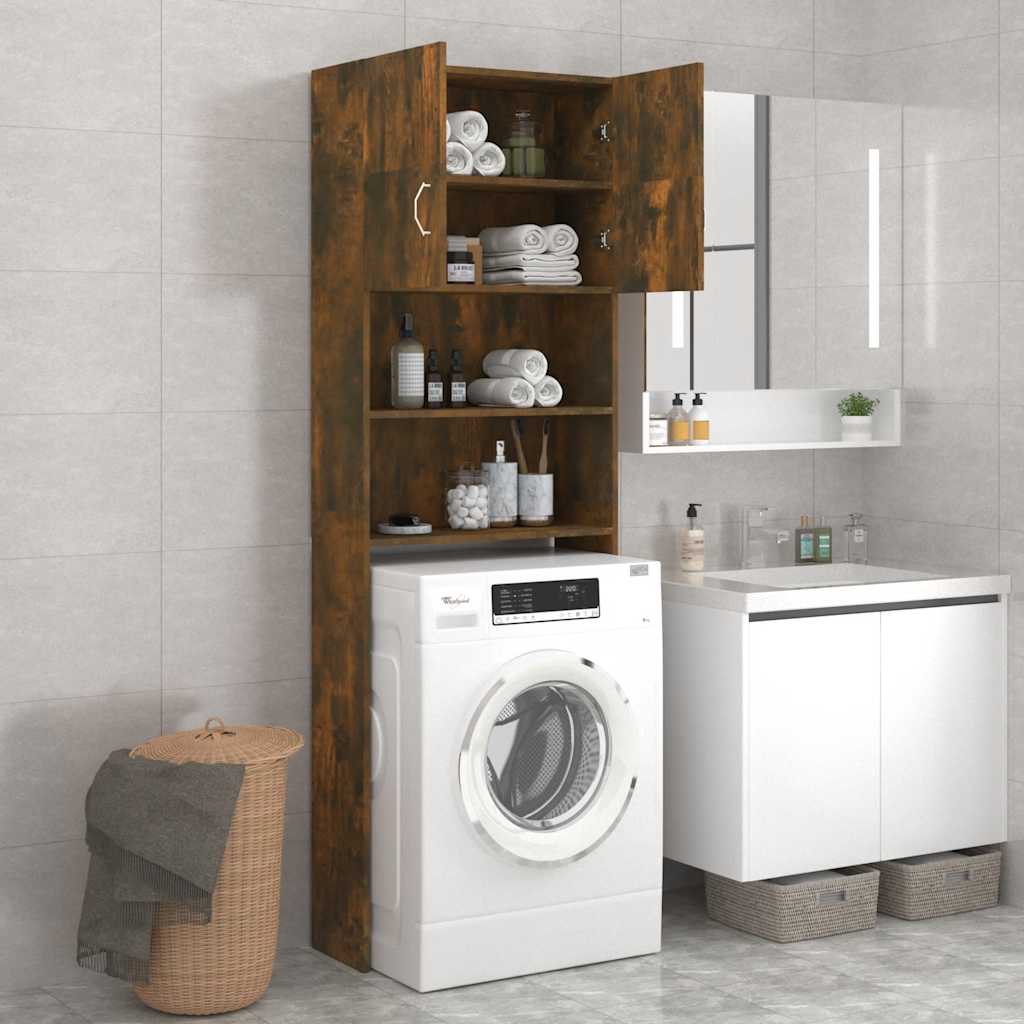 vidaXL Washing Machine Cabinet Smoked Oak 64x25.5x190 cm