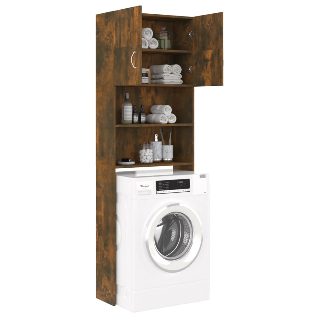 vidaXL Washing Machine Cabinet Smoked Oak 64x25.5x190 cm