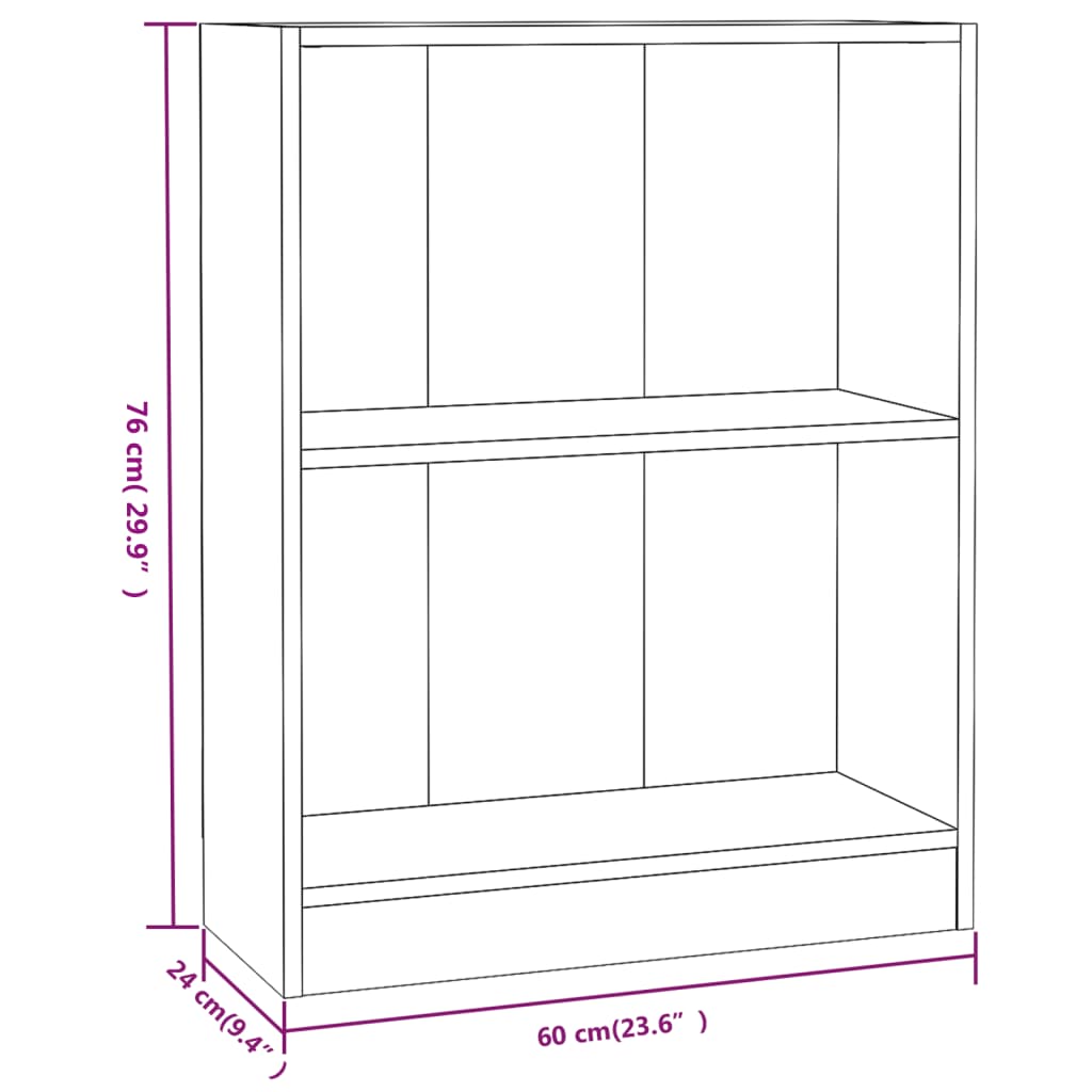 vidaXL Bookshelf Smoked Oak 60x24x76 cm Engineered Wood