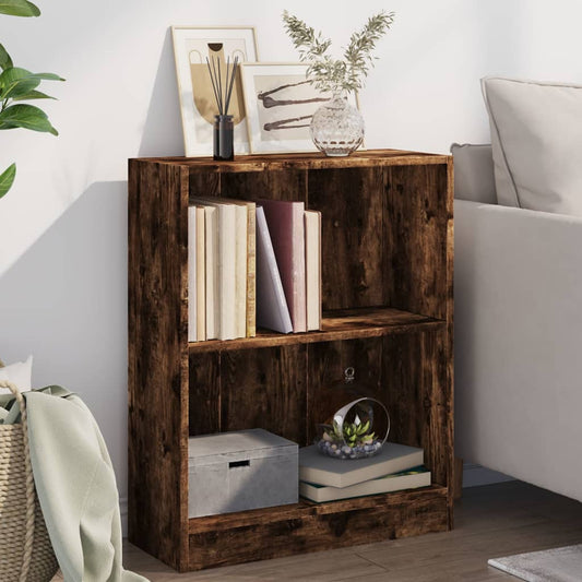 Bookcase Smoked Oak 60x24x76 cm Engineered Wood