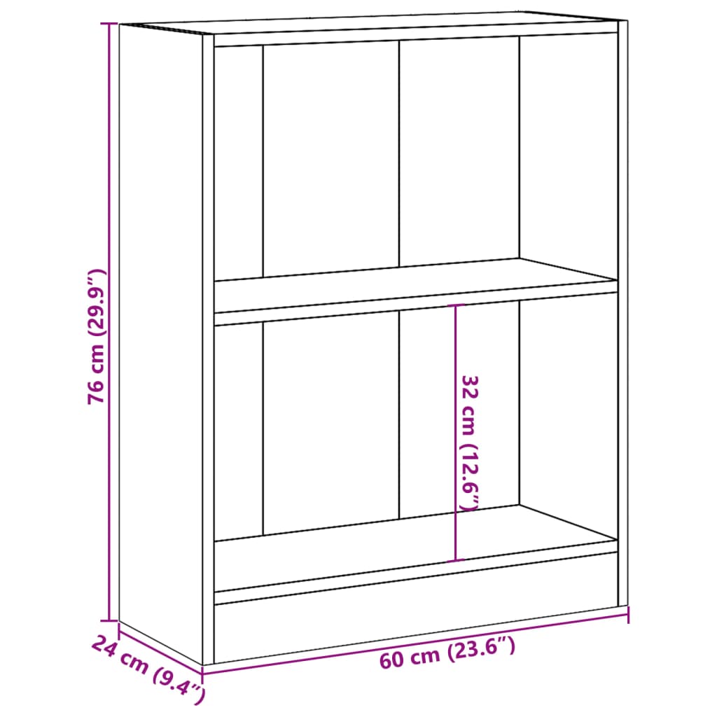 vidaXL Bookshelf Grey Sonoma 60x24x76 cm Engineered Wood