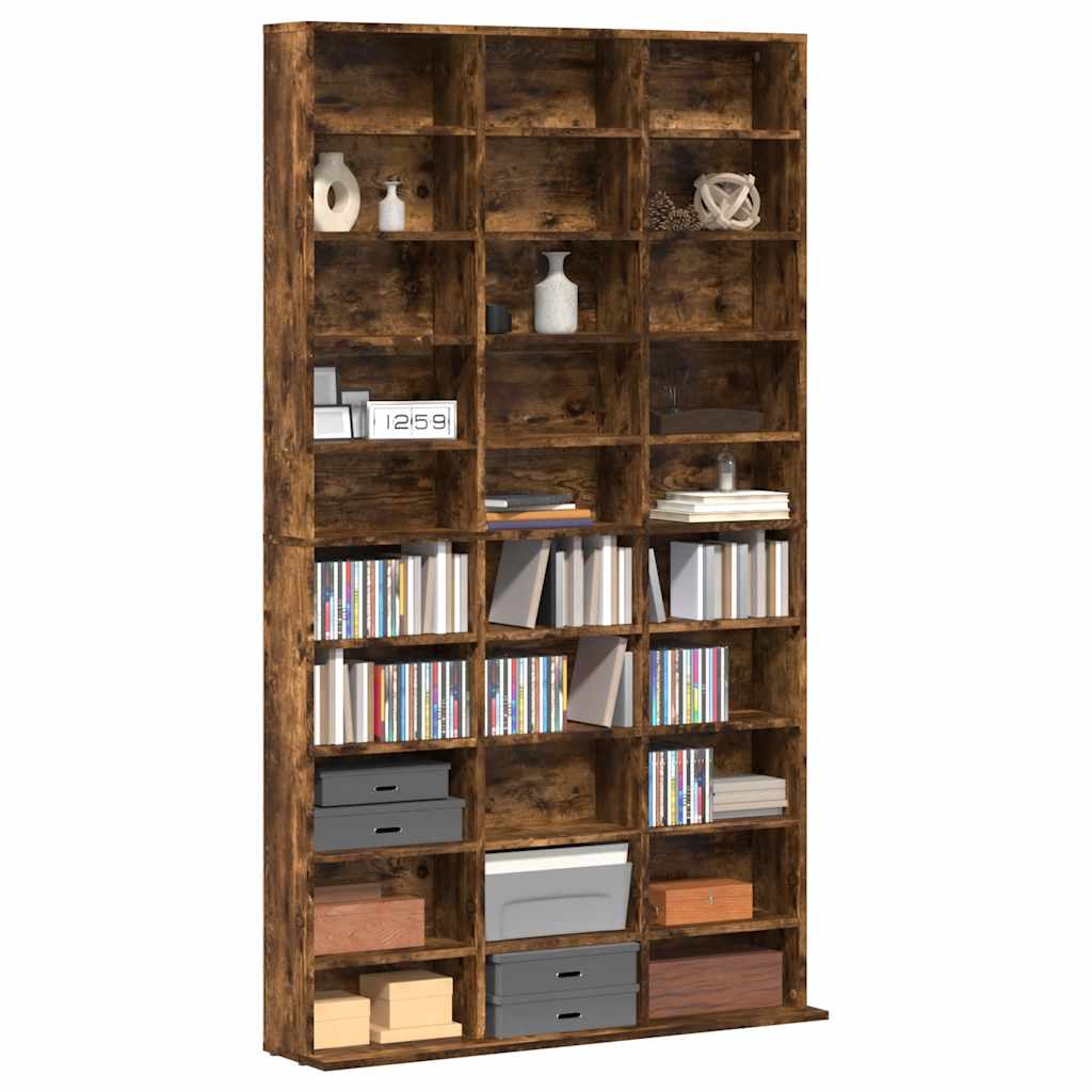 CD Cabinet Smoked Oak 102x23x177.5 cm Engineered Wood
