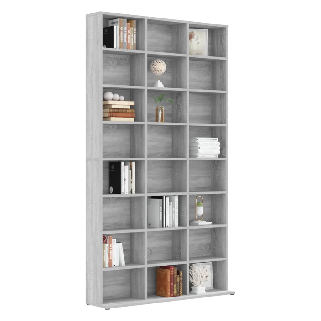 vidaXL CD Cabinet Grey Sonoma 102x23x177.5 cm Engineered Wood