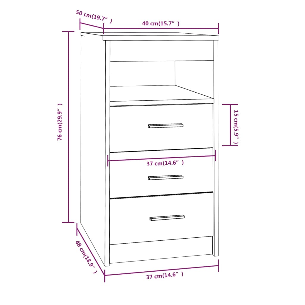 Drawer Cabinet | Smoked Oak | Engineered Wood | Compact | Drawer Cabinet