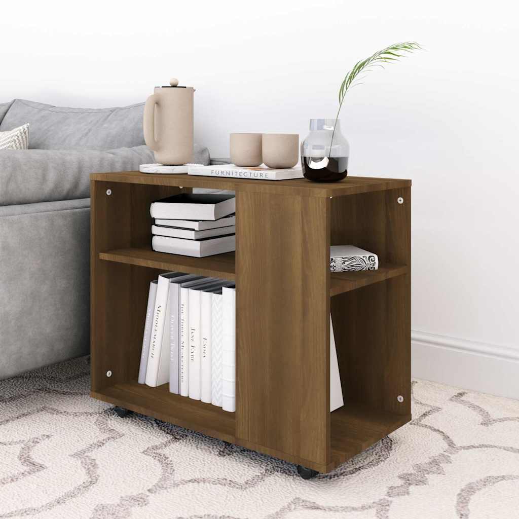 Side Table Brown Oak 70x35x60.5 cm Engineered Wood