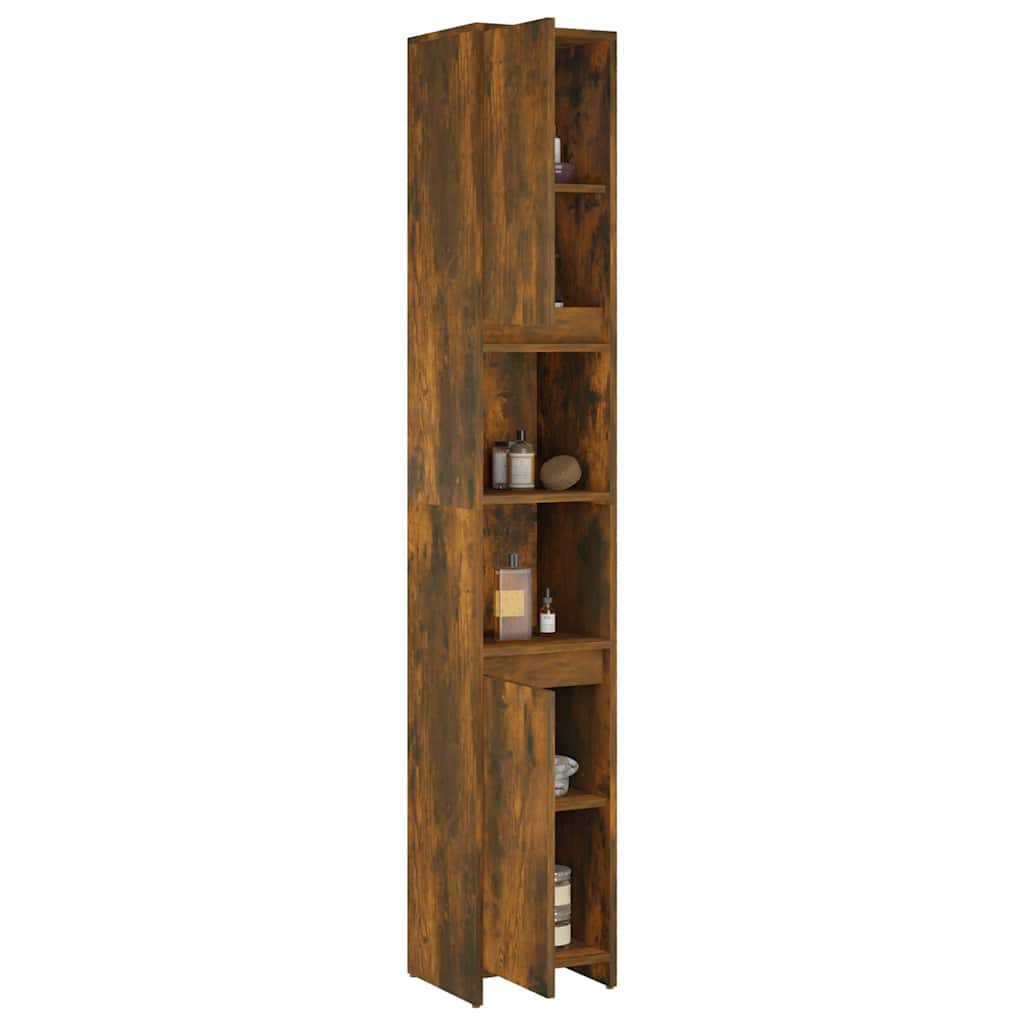 815108 vidaXL Bathroom Cabinet Smoked Oak 30x30x183,5 cm Engineered Wood