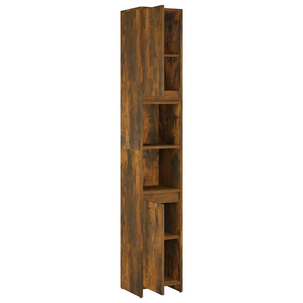 815108 vidaXL Bathroom Cabinet Smoked Oak 30x30x183,5 cm Engineered Wood