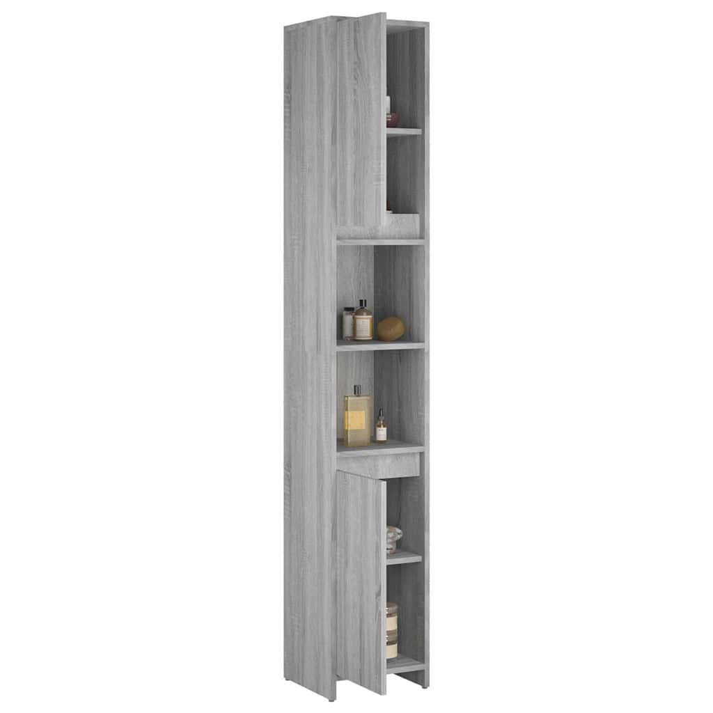 815109 vidaXL Bathroom Cabinet Grey Sonoma 30x30x183,5 cm Engineered Wood