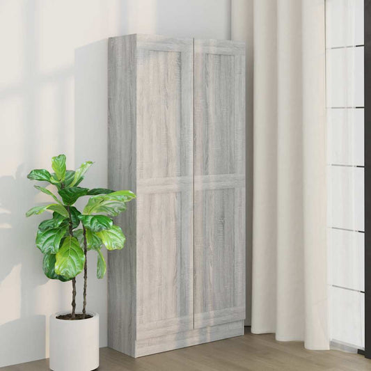 815115 vidaXL Book Cabinet Grey Sonoma 82,5x30,5x185,5 cm Engineered Wood