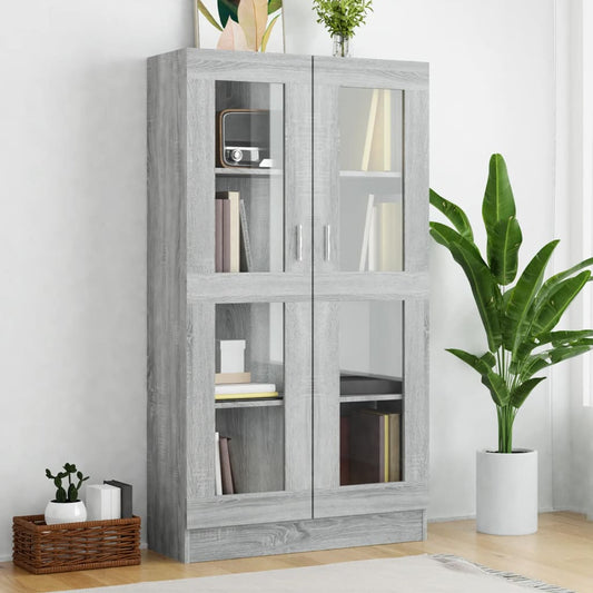 Vitrine Cabinet Grey Sonoma 82,5x30,5x150 cm Engineered Wood